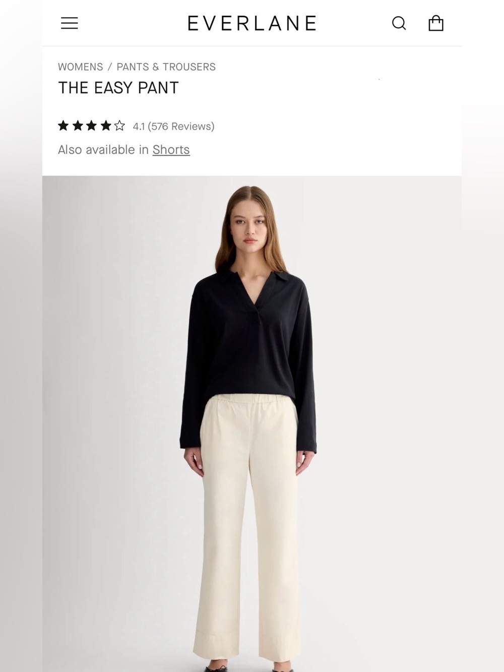 Everlane The Easy Pant in Cream